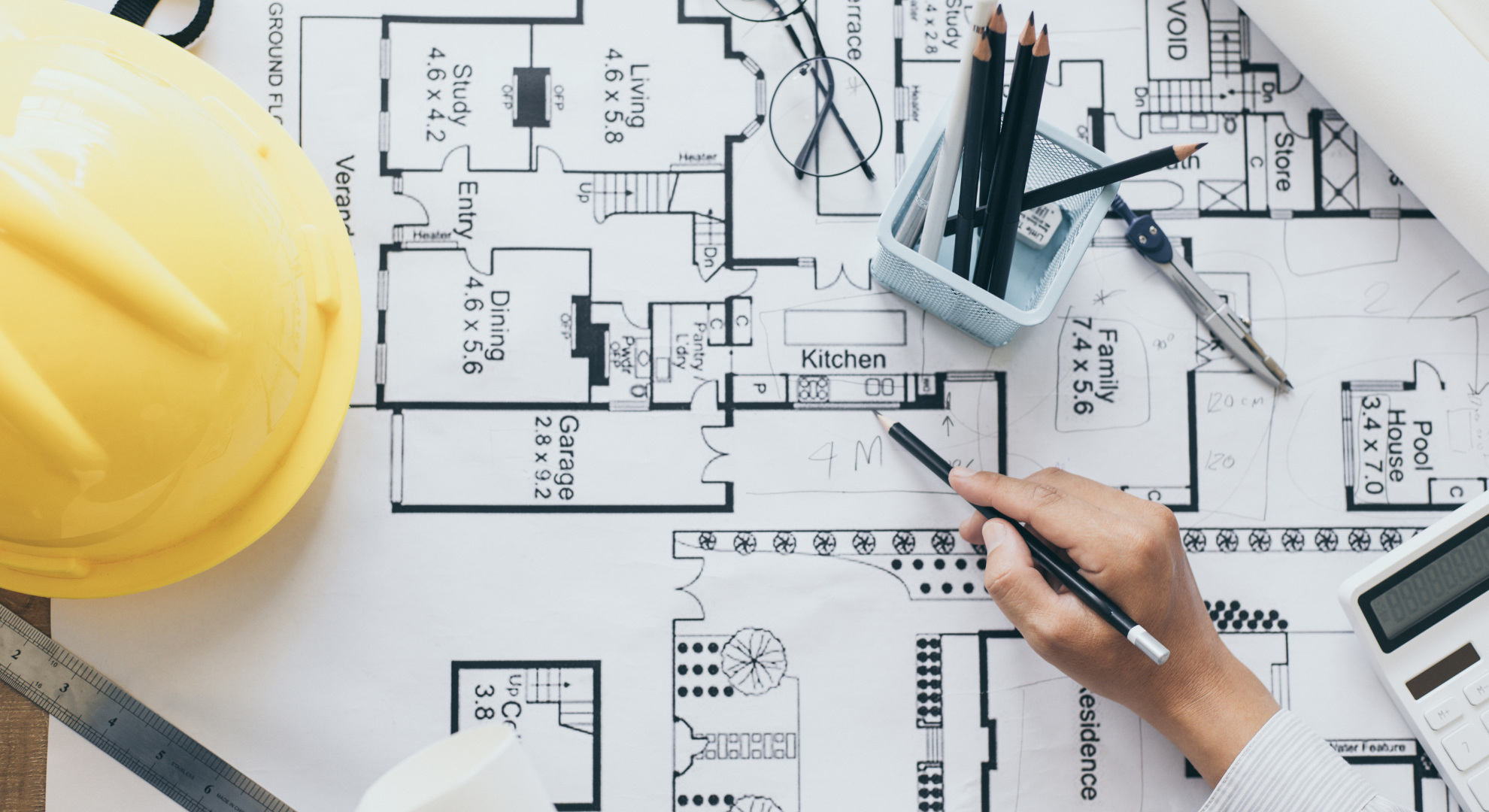 Looking over blueprints