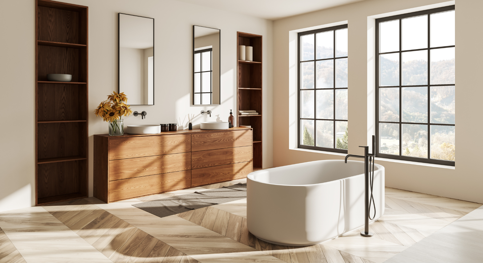 A newly remodeled bathroom